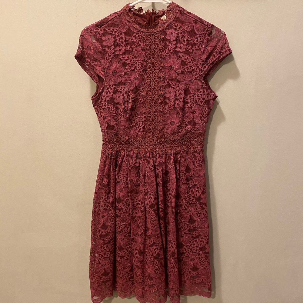 Altar’d State Pink Lace Cap Sleeve Dress